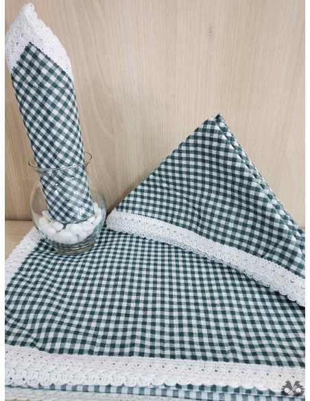 Stolnjak + 12 salveta - tamno zeleni