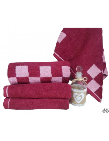 Peškir pamučni karirani bordo 50 x 100