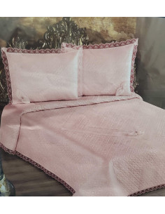 Dekorativni prekrivač + 2 dekorativne jastučnice roze