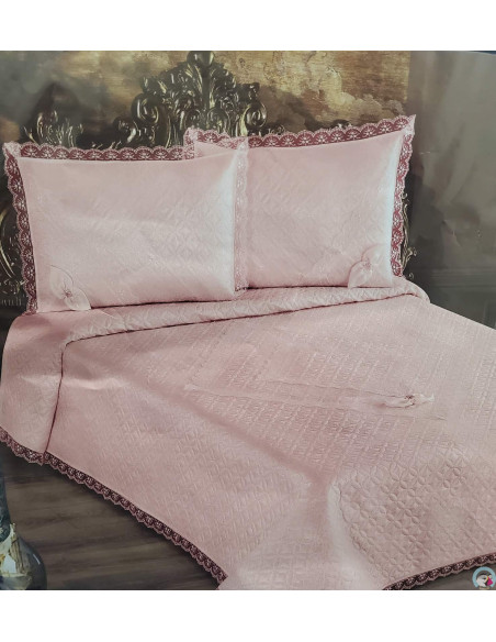 Dekorativni prekrivač + 2 dekorativne jastučnice roze