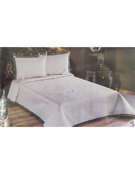 Dekorativni prekrivač + 2 dekorativne jastučnice sivi