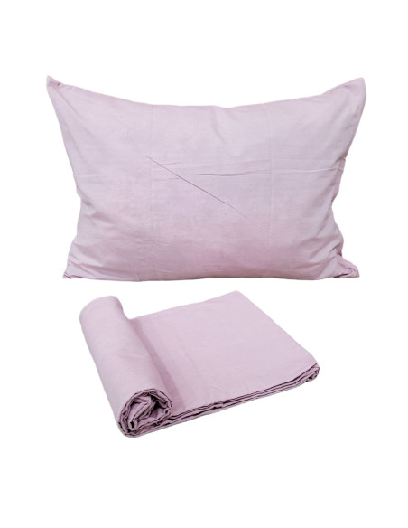 Čaršaf bez lastiša + jastučnica 160 x 240 puder roze
