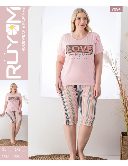Ženska pidžama za krupnije 3/4  7994