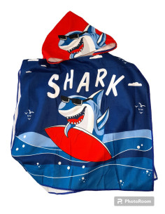 Dečiji plažni peškir pamučni sa kapicom Pončo